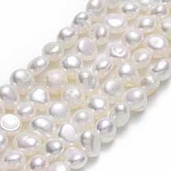Hebras de perlas de agua dulce cultivadas naturales, dos lados pulidos, lino, 4.5~5x5~5.5x3.5~4.5mm, agujero: 0.6 mm, aproximamente 76 pcs / cadena, 13.58~13.78'' (34.5~35 cm)