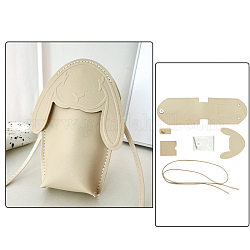 Kits de fabrication de sacs de téléphone en cuir pu, lapin, bricolage, beige, 18.5x14x5.5 cm