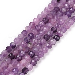 Fili di perle di giada lilla naturale, sfaccettato, tondo, 3mm, Foro: 0.6 mm, circa 126pcs/filo, 15.16 pollice (38.5 cm)