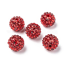Perles de strass en résine , matériel de bricolage pour époux boucles d'oreilles de basket-ball, ronde, rouge, taille: environ 18mm de diamètre, Trou: 2mm