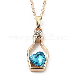 Collares pendientes de resina de la aleación, con cadenas de cable, botella con corazón, la luz de oro, turquesa, 16.73 pulgada (42.5 cm)