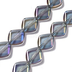 Chapelets de perles en verre électroplaqué, plein arc-en-plaqué, losange, violet, 18x15.5x5mm, Trou: 1.2mm, Environ 35~37 pcs/chapelet, 24.80~25.98 pouce (63~66 cm)