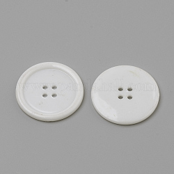 4-отверстие кнопки акриловые, плоско-круглые, белые, 38x4 мм, отверстие : 3 мм