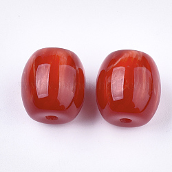 Harz perlen, Nachahmung Edelstein, Oval, rot, 17~17.5x16 mm, Bohrung: 3 mm