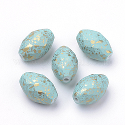 Perline acrilico verniciatura a spruzzo, sfaccettato, ovale, cielo azzurro, 17x11mm, Foro: 1.5 mm