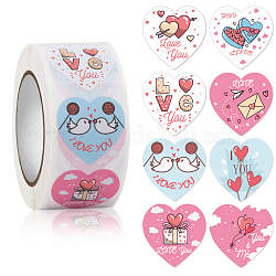 Herz mit Liebespapieraufklebern, selbstklebende etiketten zum valentinstag, für Umschläge, Bubble Mailer und Taschen, rosa, 25 mm, 500pcs / roll