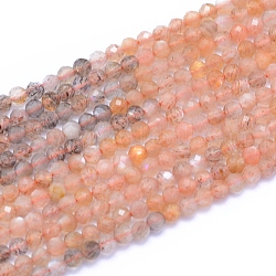 Fili di perline multi-moonstone naturali, sfaccettato, tondo, 3mm, Foro: 0.6 mm, circa 128pcs/filo, 15.16 pollice (38.5 cm)