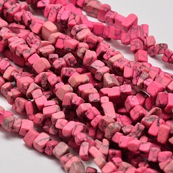 Chips Synthetic Turquoise Beads Strands, Dyed, Pale Violet Red, 5~8x5~8mm, Hole: 1mm, 34 inch