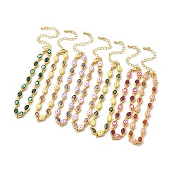 Браслет-цепочка с овальными звеньями из эмали и стекла, золотые латунные украшения для женщин, разноцветные, 7-1/4 дюйм (18.3 см)
