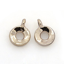 Lead Free & Nickel Free  Alloy Pendants, Long-Lasting Plated, Flat Round Charms, Light Gold, 11x7x2mm, Hole: 2mm
