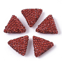 手作り樹脂粘土ラインストーンビーズ  三角形  ライトシャム  pp14（2.0~2.1mm）  18.5x19.5~20.5x9mm  穴：1.6mm