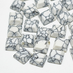 Cabochons turchese sintetico, quadrato, bianco, 8x8x4.5mm