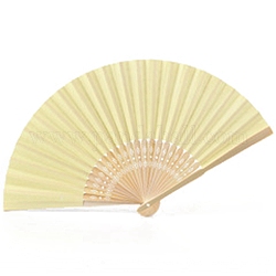 Bambú con abanico plegable de papel en blanco., ventilador de bambú de diy, para decoración de fiesta de boda, gasa de limón, 210mm