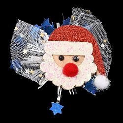 Pinces à cheveux alligator en feutre et gaze sur le thème de Noël, avec accessoires en pvc et fer, accessoires de cheveux pour filles femmes, le père noël, 64x83x19mm