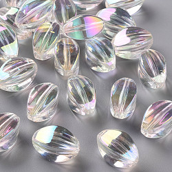 Transparent Acrylic Beads, AB Color Plated, Oval, Clear AB, 19x10.5x10.5mm, Hole: 2mm