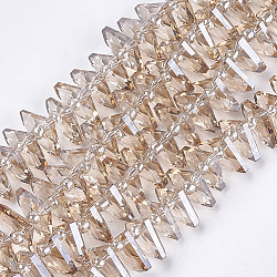 Chapelets de perles en verre électroplaqué, facette, fan, burlywood, 8~8.5x10.5x3.5mm, Trou: 1mm, Environ 100 pcs/chapelet, 19.6 pouce