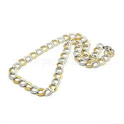 Модные 304 из нержавеющей стали двойной ссылка цепи ожерелья, с карабин-лобстерами , золотые и нержавеющая сталь цвет, 19.7 дюйм (50 см)