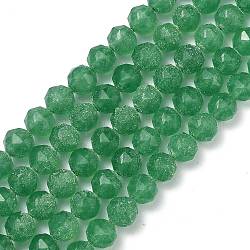 Естественный зеленый авантюрин бисер нитей, граненые, светящийся, круглые, 8 мм, отверстие : 1.2 мм, около 55 шт / нитка, 15.35 дюйм (39 см)