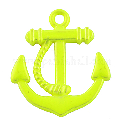 Trendy Anchor Pendant for Necklace Making, Spray Painted Alloy Pendants, Cadmium Free & Lead Free, Yellow, 23x20x2mm, Hole: 2mm