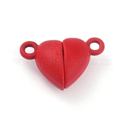 Chiusure magnetiche in lega con passanti, cuore, rosso, 15x9.5x6mm, Foro: 1.5 mm