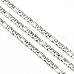 Stainless Steel Figaro Chains, Unwelded, Stainless Steel Color, 4~6.5x3x0.8mm