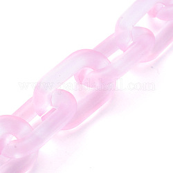 Chaînes de câble acryliques transparentes faites à la main, ovale, pour la fabrication de bijoux, rose, lien: 31x19x5 mm, 39.37 pouce (1 m)/fil