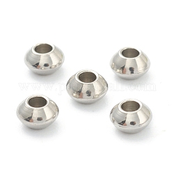 Brass Spacer Beads, Disc, Real Platinum Plated, 4x2.5mm, Hole: 1.6mm