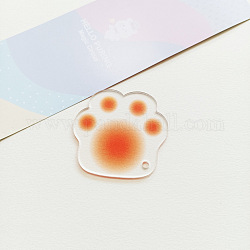 Llaveros de pata de gato acrílico transparente de color degradado, con cadenas de bolas, rojo naranja, 49x46x3mm, agujero: 1.8 mm