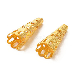 Filigrane Perlenkappen aus Zinklegierung, Kegel, golden, 8x22 mm, Bohrung: 2.5 mm, Innendurchmesser: 7 mm, 20 Stück / Beutel