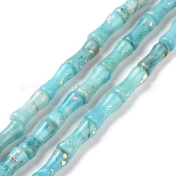 Brins de perles de dolomite naturelle et d'opale synthétique, teinte, baton de bambou, turquoise pale, 12x5mm, Trou: 0.5mm, Environ 34 pcs/chapelet, 15.94'' (40.5 cm)