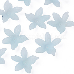 Transparente Acryl Perlen, matt, Blume, hellblau, 26x27x6 mm, Bohrung: 1.8 mm, ca. 980 Stk. / 500 g