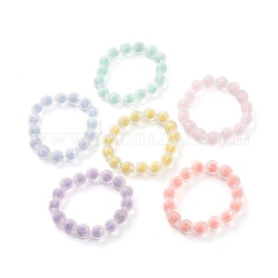 Ensemble de bracelet extensible en perles acryliques transparentes pour enfants, Perle en bourrelet, citrouille, couleur mixte, 3/8 pouce (1.1 cm), diamètre intérieur: 1-3/4 pouce (4.4 cm), 6 pièces / kit