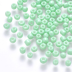 12/0 perles de rocaille rondes en verre de peinture de cuisson, aigue-marine, 1.5~2x1.5mm, Trou: 0.5~1mm, environ 30000 pcs / livre