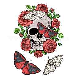 Halloween Theme Luminous Body Art Tattoos Stickers, Removable Temporary Tattoos Paper Stickers, Skull, Colorful, 150x105mm