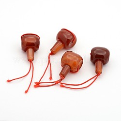 Gourde 3 trous perles naturelles agate rouge gourou, perles t-percées, 22x11x12mm, Trou: 2mm