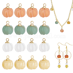 CHGCRAFT 16Pcs 4 Colors Natural Pumpkin Shape Stone Pendants Natural Gemstone Beads Quartz Charms with Golden Tone Brass Findings for DIY Bracelets Necklaces Earrings, 12×10mm