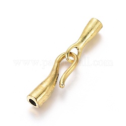 Tibetan Style Hook and Eye Clasps, Lead Free and Cadmium Free, Antique Golden, 31x11x7mm, Hole: 4mm