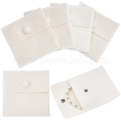 Beebeecraft Square Velvet Jewelry Bags, with Snap Fastener, PapayaWhip, 10x10x1cm