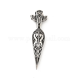 304 Stainless Steel Pendants, Odin's Spear, Antique Silver, 69x20x9mm, Hole: 5.5mm