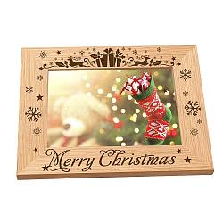 Christmas Theme Rectangle Wooden Photo Frames, with PVC Clear Film Windows, for Pictures Wall Decor Accessories, Saddle Brown, 168x218mm
