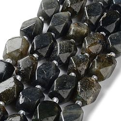 Brins de perles de larvikite naturelles, avec des perles de rocaille, facette, losange, 17~21x13~16x12~15mm, Trou: 1.2~1.4mm, Environ 18~19 pcs/chapelet, 15.35~15.79 pouce (39~40.1 cm)