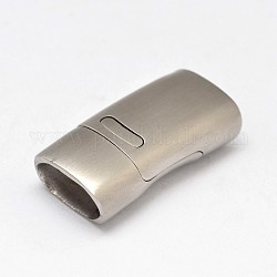 304 cierres magnéticos de acero inoxidable con extremos para pegar, esmerilado, Rectángulo, color acero inoxidable, 26.3x12.7x9.3mm, agujero: 10.7x6 mm