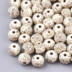Perles acryliques opaques, ronde, vieille dentelle, 7x9mm, Trou: 2mm, environ 1620 pcs/500 g