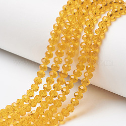 Chapelets de perles en verre, facette, rondelle, orange, 10x8mm, Trou: 1mm, Environ 65~66 pcs/chapelet, 20.8~21.2 pouce (53~54 cm)