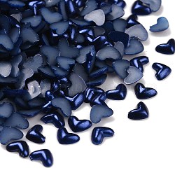Абс пластмассовые имитационные жемчужные кабошоны, сердце, Marine Blue, 3x3x1 мм