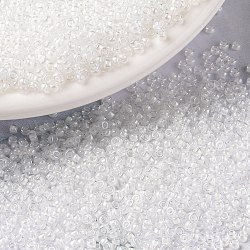 Miyuki runde Rocailles Perlen, japanische Saatperlen, 15/0, (rr1104) weiß gefütterter Kristall, 1.5 mm, Bohrung: 0.7 mm, ca. 5555 Stk. / 10 g