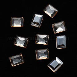 Прямоугольные прозрачные стеклянные кабошоны, ногтей декоративные аксессуары, граненые, темно-золотистые, 8x6x3.5 мм