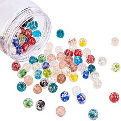 Handgemachte Glasperlen Leucht, Runde, Mischfarbe, 12 mm, Bohrung: 1~2 mm, 100 Stück / Karton