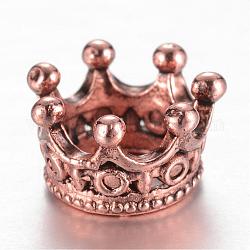 Abalorios de aleación, corona, Abalorios de grande agujero, antigüedades oro rosa, 10.5x7mm, agujero: 6 mm