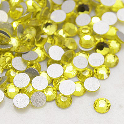 フラットバックガラスラインストーン  グレードA  バックメッキ  多面カット  半円  黄水晶  3~3.2mm  約1440個/袋